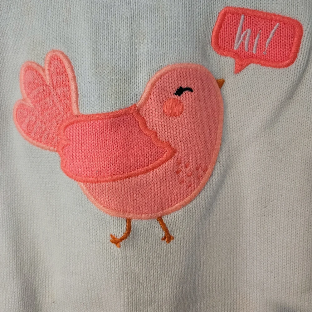 Gymboree - White and Navy Toddler Dress with Pink Bird